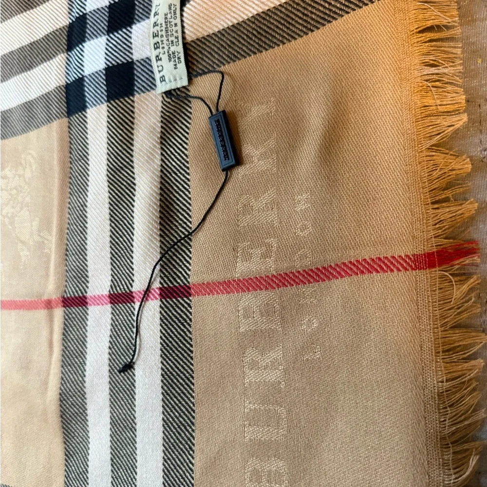 Burberry Wide Check Wool Silk Scarf - Picture 3 of 6